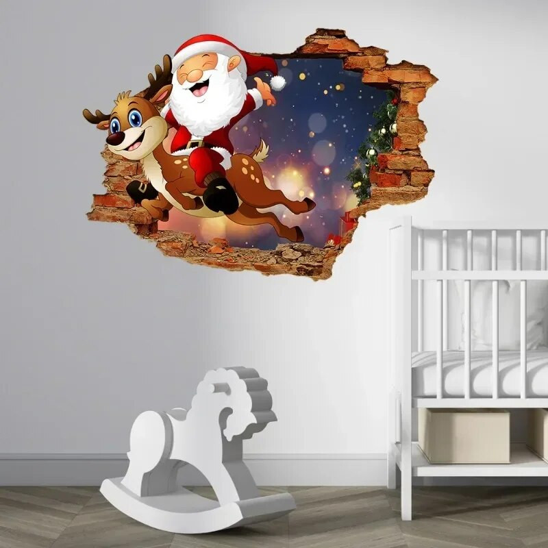 Uus Katkine sein 3D Jõuluvana Seinakleebised Lastetuba Lasteaia Renoveerimine Dekoratsioon Isekleepuvad kleebised