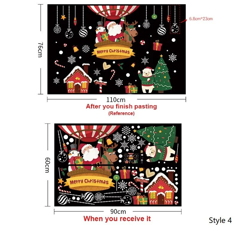 Ziemassvētku dekoratīvās uzlīmes Ūdensnecaurlaidīga logu sienu pasta