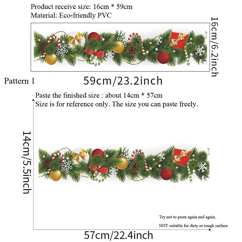Ziemassvētku priedes zars Vidukļa līnija Sienas uzlīmes Dzīvojamās istabas grīdlīstes dekorēšana Jaungada tapetes Mājas dekors Grīdlīstes uzlīmes