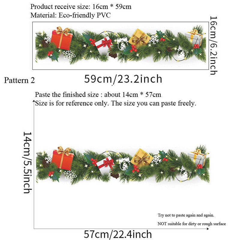 Ziemassvētku priedes zars Vidukļa līnija Sienas uzlīmes Dzīvojamās istabas grīdlīstes dekorēšana Jaungada tapetes Mājas dekors Grīdlīstes uzlīmes
