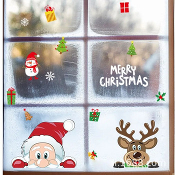 Χριστουγεννιάτικα αυτοκόλλητα παραθύρου Santa Glass Xmas Snowflakes Αυτοκόλλητα DIY Διακοσμητικά για το σπίτι Αυτοκόλλητα