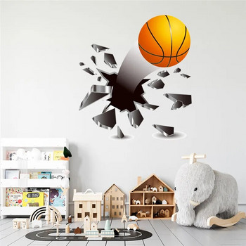 3D Футбол Баскетбол Стикер за стена за детски стаи Начало Декор Момчета Спалня Футбол Стикери за стена Детска стая Винил Спортни тапети