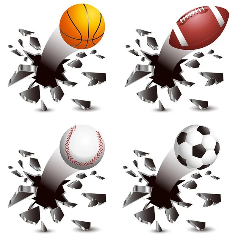 3D Futbols Basketbola Sienas Uzlīme Bērnu Istabām Mājas Iekārtojums Zēni Guļamistaba Futbols Sienas Uzlīme Bērnu istaba Vinila sporta tapetes