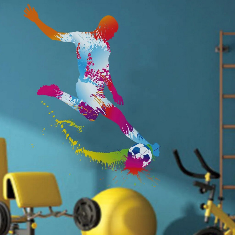 Lielas žilbinošas futbola skrejlapas Sienas uzlīmes Noņemamas vinila mājas dekors Dzīvojamā istaba Guļamistaba