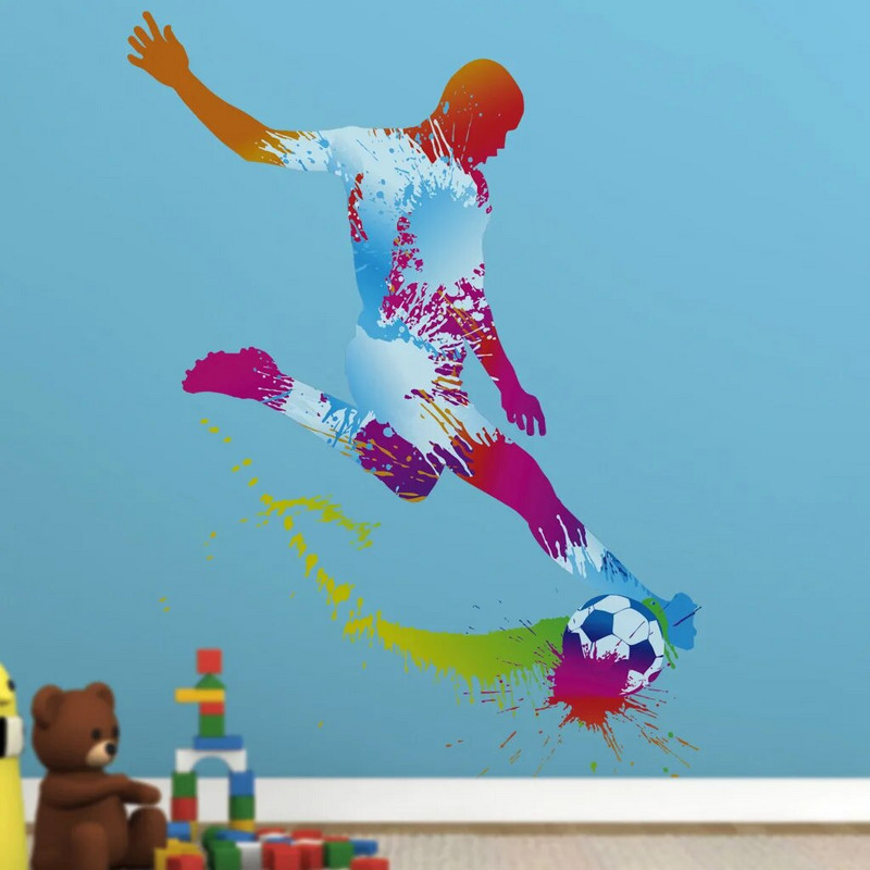 Lielas žilbinošas futbola skrejlapas Sienas uzlīmes Noņemamas vinila mājas dekors Dzīvojamā istaba Guļamistaba