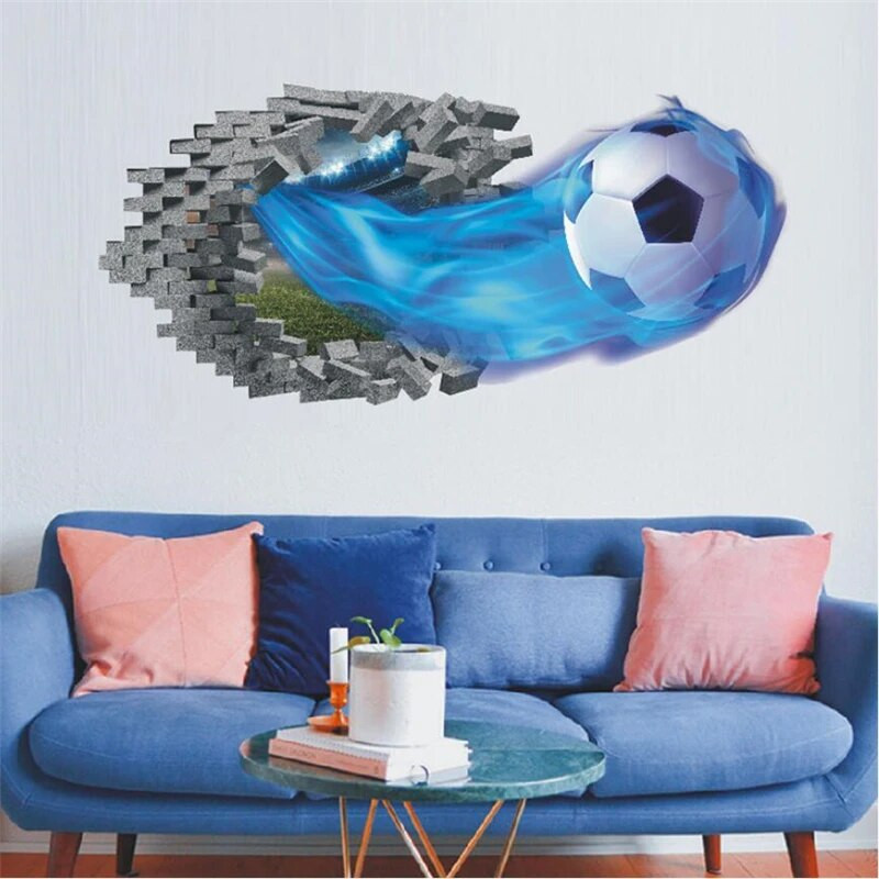 3D Futbols Sienas Uzlīmes Dzīvojamā istaba Guļamistaba Bērnu istaba Sienu dekorēšana Bērnu Dāvanas Mākslas sienas gleznojums