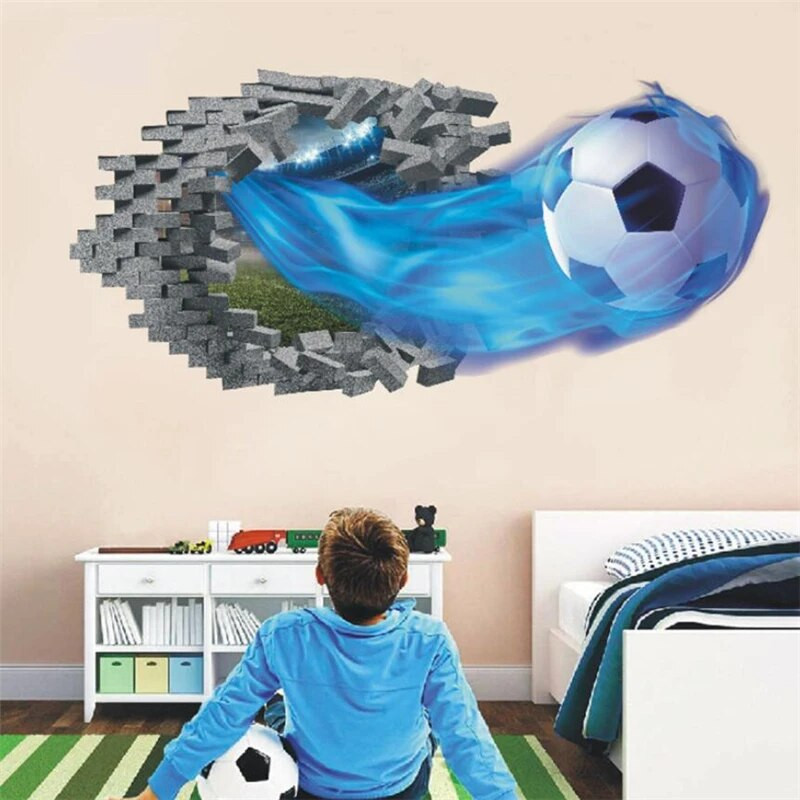 3D Futbols Sienas Uzlīmes Dzīvojamā istaba Guļamistaba Bērnu istaba Sienu dekorēšana Bērnu Dāvanas Mākslas sienas gleznojums