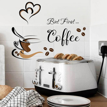 Творчески шаблон за чаша кафе Стикери за стена Кафе Кухня Бар Декор Шкаф Изкуство Английска декорация на дома Самозалепващи се тапети
