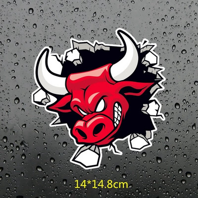 Trīs Ratels CC55 Red Angry Bull PVC uzlīmes uzlīme uz sienas loga čemodāna klēpjdatora spoguļa motorollera Moto automašīnu uzlīmes