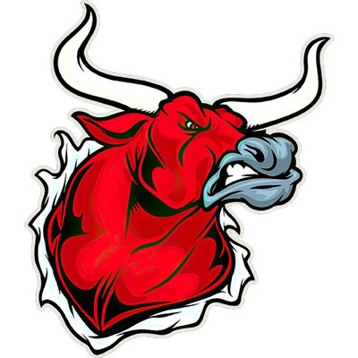 Trīs Ratels CC55 Red Angry Bull PVC uzlīmes uzlīme uz sienas loga čemodāna klēpjdatora spoguļa motorollera Moto automašīnu uzlīmes