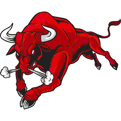 Trīs Ratels CC55 Red Angry Bull PVC uzlīmes uzlīme uz sienas loga čemodāna klēpjdatora spoguļa motorollera Moto automašīnu uzlīmes