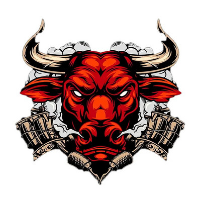 Trīs Ratels CC55 Red Angry Bull PVC uzlīmes uzlīme uz sienas loga čemodāna klēpjdatora spoguļa motorollera Moto automašīnu uzlīmes