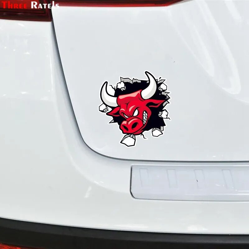 Trīs Ratels CC55 Red Angry Bull PVC uzlīmes uzlīme uz sienas loga čemodāna klēpjdatora spoguļa motorollera Moto automašīnu uzlīmes