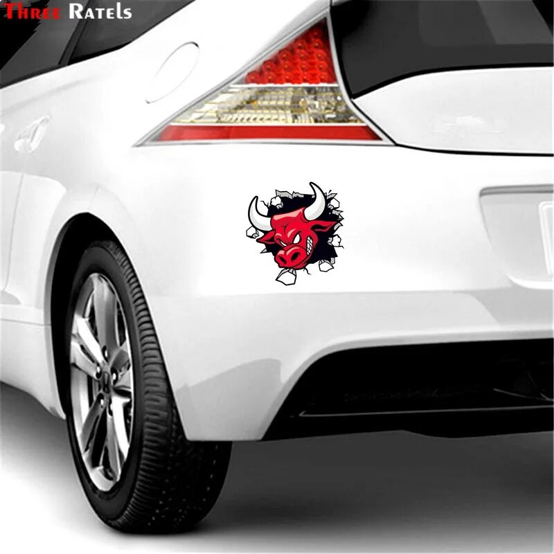 Trīs Ratels CC55 Red Angry Bull PVC uzlīmes uzlīme uz sienas loga čemodāna klēpjdatora spoguļa motorollera Moto automašīnu uzlīmes
