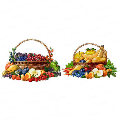 Three Ratels CO39 Pastoral spalvos vaisių krepšelio lipnus sieninis lipdukas virtuvės šaldytuvo dekoravimo lipdukas