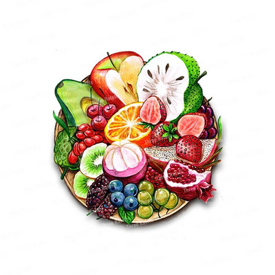 Three Ratels CO39 Pastoral spalvos vaisių krepšelio lipnus sieninis lipdukas virtuvės šaldytuvo dekoravimo lipdukas