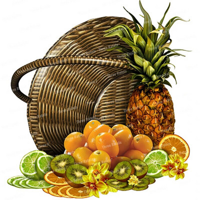 Three Ratels CO39 Pastoral spalvos vaisių krepšelio lipnus sieninis lipdukas virtuvės šaldytuvo dekoravimo lipdukas