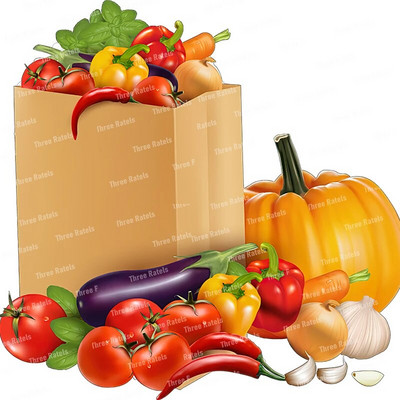 Three Ratels CO39 Pastoral spalvos vaisių krepšelio lipnus sieninis lipdukas virtuvės šaldytuvo dekoravimo lipdukas