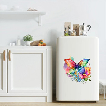 T313#Όμορφα λουλούδια και πεταλούδα, Βάτραχος , Dragonfly Αυτοκόλλητο τοίχου Διακόσμηση μπάνιου τουαλέτας Καθιστικό Ντουλάπα ψυγείου Αυτοκόλλητα