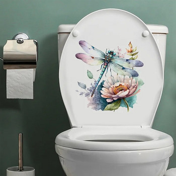 T313#Όμορφα λουλούδια και πεταλούδα, Βάτραχος , Dragonfly Αυτοκόλλητο τοίχου Διακόσμηση μπάνιου τουαλέτας Καθιστικό Ντουλάπα ψυγείου Αυτοκόλλητα