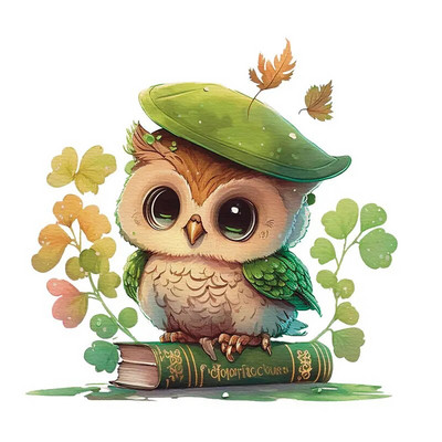 M417 Aranyos Rajzfilm Szerencsebagoly Fali matrica Gyermekszoba Dekoráció WC Hűtőszekrény Otthoni matricák matrica