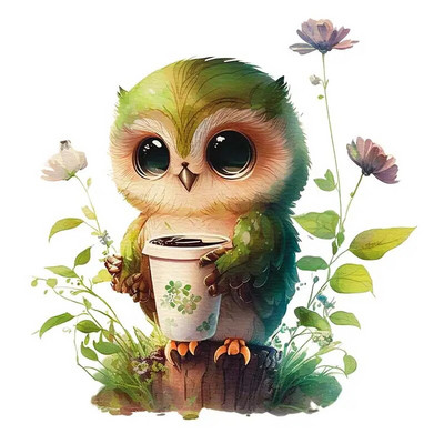 M417 Aranyos Rajzfilm Szerencsebagoly Fali matrica Gyermekszoba Dekoráció WC Hűtőszekrény Otthoni matricák matrica