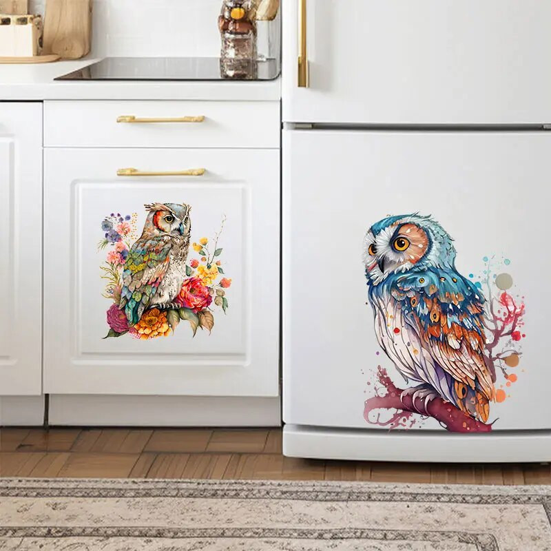 M417 Aranyos Rajzfilm Szerencsebagoly Fali matrica Gyermekszoba Dekoráció WC Hűtőszekrény Otthoni matricák matrica