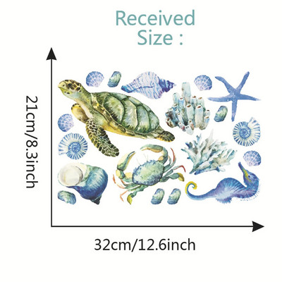 Vannitoa seinakleebis Shell Meremaailm Ookeani Loomade Kleebis Isekleepuvad PVC-seinakleebised lastetubadele Kodukaunistus