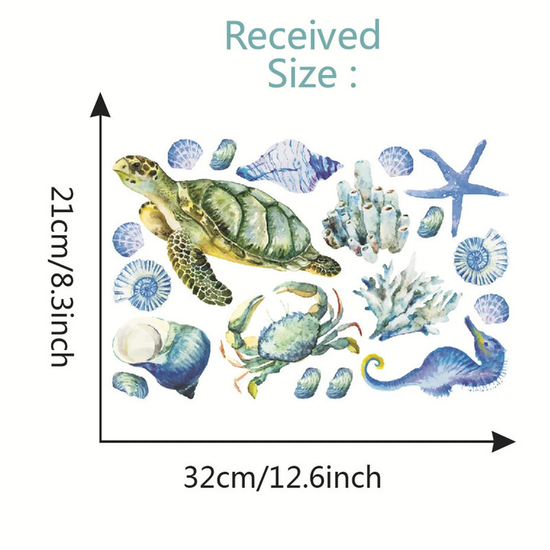 Vannitoa seinakleebis Shell Meremaailm Ookeani Loomade Kleebis Isekleepuvad PVC-seinakleebised lastetubadele Kodukaunistus