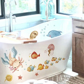 Αυτοκόλλητα τοίχου με ψάρια θάλασσας για παιδικά δωμάτια Μπάνιο κρεβατοκάμαρα Διακόσμηση σπιτιού Κινούμενα σχέδια ζωάκια Bubble Fish Αυτοκόλλητα τοίχου Diy Τοιχογραφία