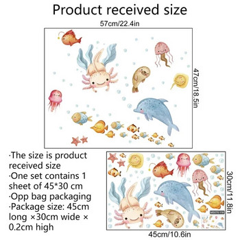 Αυτοκόλλητα τοίχου με ψάρια θάλασσας για παιδικά δωμάτια Μπάνιο κρεβατοκάμαρα Διακόσμηση σπιτιού Κινούμενα σχέδια ζωάκια Bubble Fish Αυτοκόλλητα τοίχου Diy Τοιχογραφία