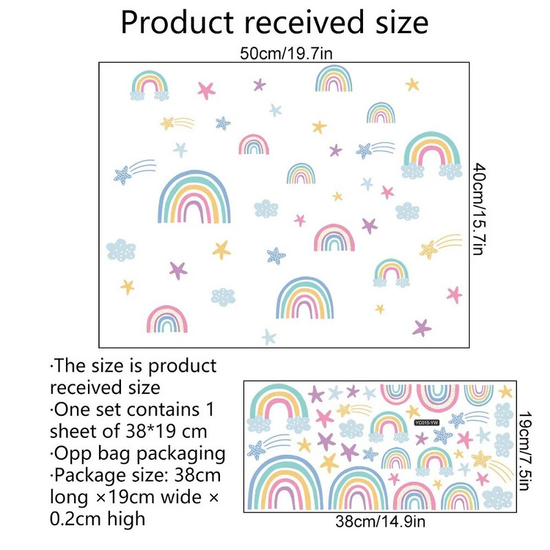 Rajzfilm szivárványfelhő világító fali matricák gyerekszobákhoz hálószobák lakberendezési falmatricái Sötétben világító csillagok matricák