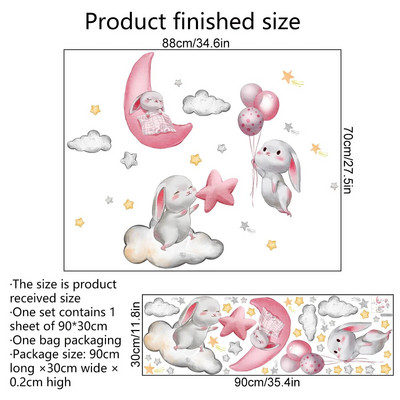 Meiteņu istabas sienas uzlīmes Multfilmas Rozā truša sienu uzlīmes Guļamistabas dekorēšana Bērnu istabas Bērnu istabas Bērnudārza Uzlīmes