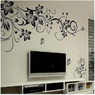 Autocolante de perete la modă frumos DIY detașabil flori de vinil decor de viță de vie Autocolante de artă pentru decorarea peretelui sufrageriei