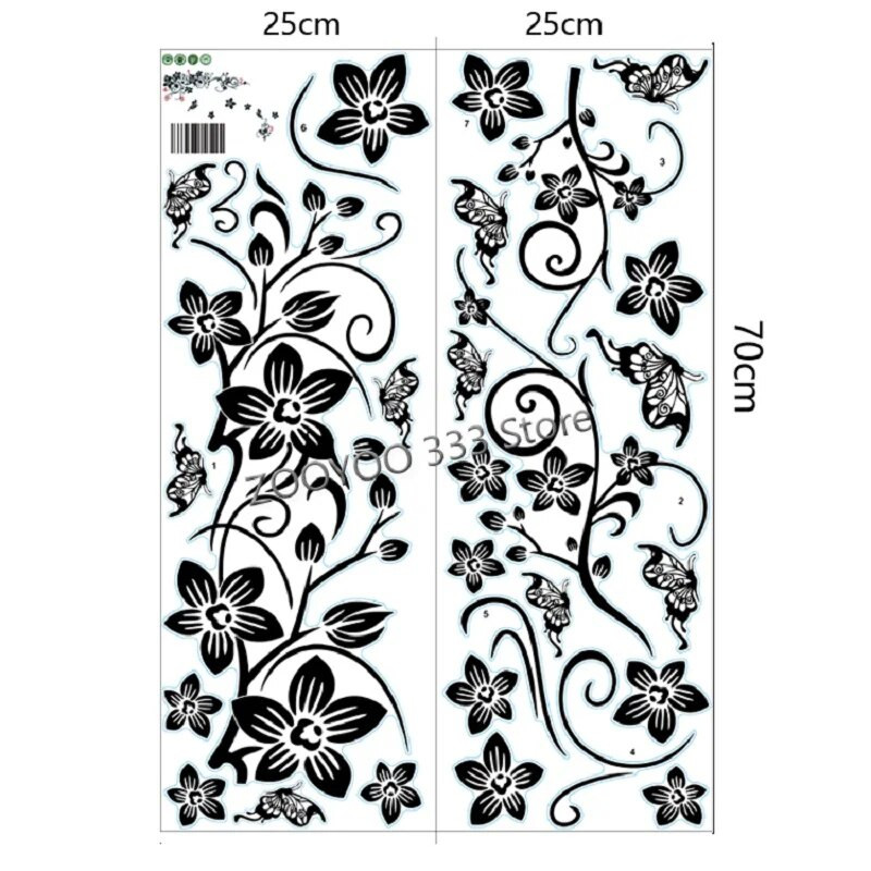 Fali matricák divat Gyönyörű barkácsolható kivehető vinil virágok szőlő fali matricák művészeti matricák nappali fali dekorációhoz