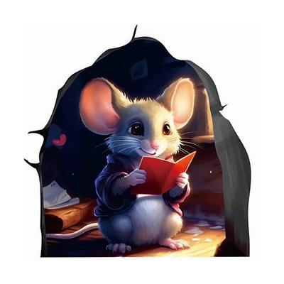 T293# Наклейка Интерьерная Funny Mouse Hole Sienas Uzlīmes Ūdensizturīgs Karikatūra Mājas Apdares Dzīvojamās istabas uzlīmes