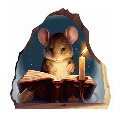 T293# Наклейка Интерьерная Funny Mouse Hole Sienas Uzlīmes Ūdensizturīgs Karikatūra Mājas Apdares Dzīvojamās istabas uzlīmes