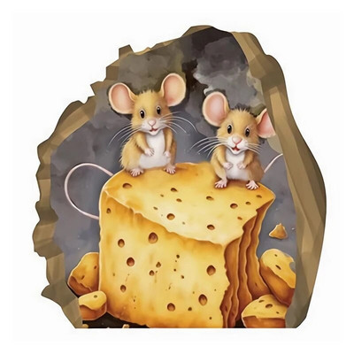 T293# Наклейка Интерьерная Funny Mouse Hole Sienas Uzlīmes Ūdensizturīgs Karikatūra Mājas Apdares Dzīvojamās istabas uzlīmes