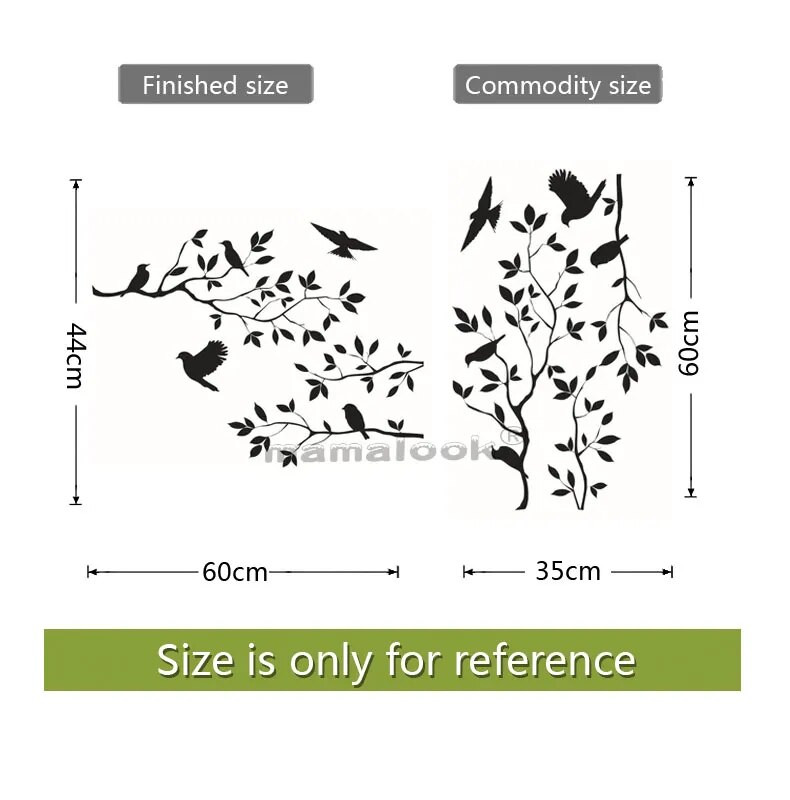 Bird Branch sienas uzlīmes Tree Leaf dekoratīvais vinils bērnu mājas dekorēšanai viesistabas uzlīmes uz sienas aksesuāriem