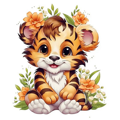 Tigrovi Mačke Psi Kunići Razne životinje Zidne naljepnice Pozadina dječje sobe Mural za uređenje doma Naljepnica za tapete za dnevnu sobu