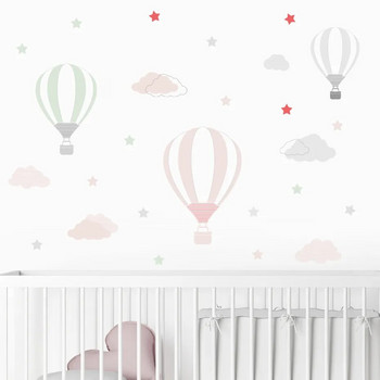 Анимационен балон с горещ въздух Облаци Стикери за стена за детска стая Подвижни деца Направи си сам стикери за стена Детска спалня Интериор Декорация на дома