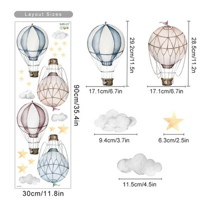 Cartoon Het Air Balloon Clouds Νηπιαγωγείο Αυτοκόλλητα τοίχου Αφαιρούμενα Παιδιά DIY Αυτοκόλλητα τοίχου Παιδικό υπνοδωμάτιο Εσωτερική διακόσμηση σπιτιού