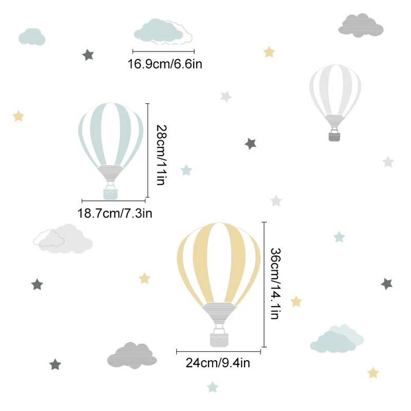 Cartoon Het Air Balloon Clouds Νηπιαγωγείο Αυτοκόλλητα τοίχου Αφαιρούμενα Παιδιά DIY Αυτοκόλλητα τοίχου Παιδικό υπνοδωμάτιο Εσωτερική διακόσμηση σπιτιού