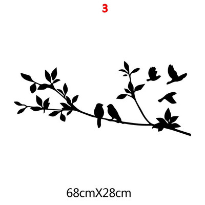 Radošuma koku putnu vinila sienas uzlīme mājām Sienas dekorēšanas uzlīmes Murals Dzīvojamās istabas dekorēšana Dzīvnieku uzlīmes uz sienas