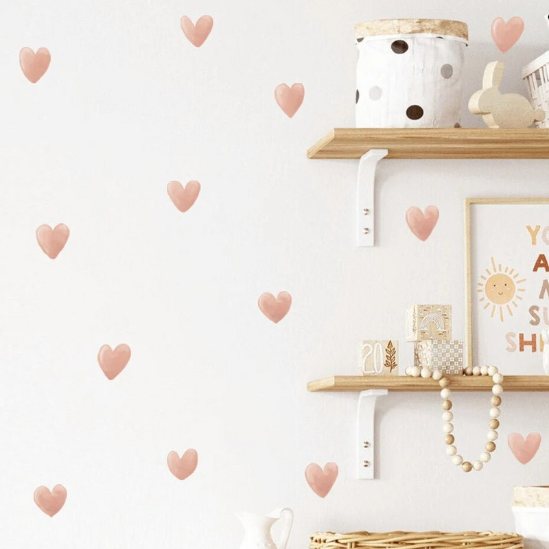 Autocolante de perete pentru pepinieră cu inimă roz de desene animate Decor pentru dormitor fete Vinil detașabil Autocolante de perete imprimate Decor interior
