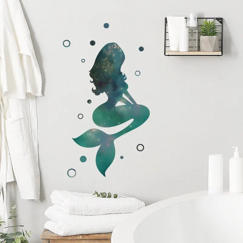 Mermaid Sun Catcher uzlīmes logiem Dzīvojamās istabas mājas dekors Nāras sienas uzlīmes Vinila multfilmas sirēna princeses sienas uzlīme