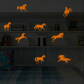 8 τμχ Horses Glow in the Dark Αυτοκόλλητο τοίχου κινουμένων σχεδίων Ζώο Φωτεινό αυτοκόλλητο Παιδικό Δωμάτιο Διακόσμηση Αυτοκόλλητα Διακόσμηση σπιτιού Χαλκομανίες τηλεφώνου