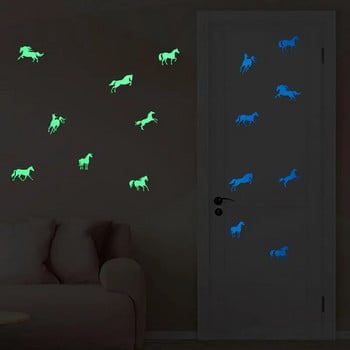 8 τμχ Horses Glow in the Dark Αυτοκόλλητο τοίχου κινουμένων σχεδίων Ζώο Φωτεινό αυτοκόλλητο Παιδικό Δωμάτιο Διακόσμηση Αυτοκόλλητα Διακόσμηση σπιτιού Χαλκομανίες τηλεφώνου