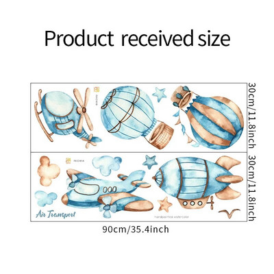 Karstā gaisa balonu sienas uzlīmes zēniem, bērniem, bērnu istabas dekors Māksla Lidmašīnas dirižablis PVC noņemamas uzlīmes DIY sienas gleznojums