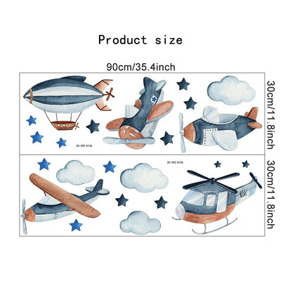 Karstā gaisa balonu sienas uzlīmes zēniem, bērniem, bērnu istabas dekors Māksla Lidmašīnas dirižablis PVC noņemamas uzlīmes DIY sienas gleznojums